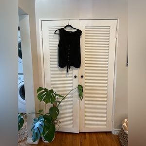 Black Sanctuary tie-front tank top